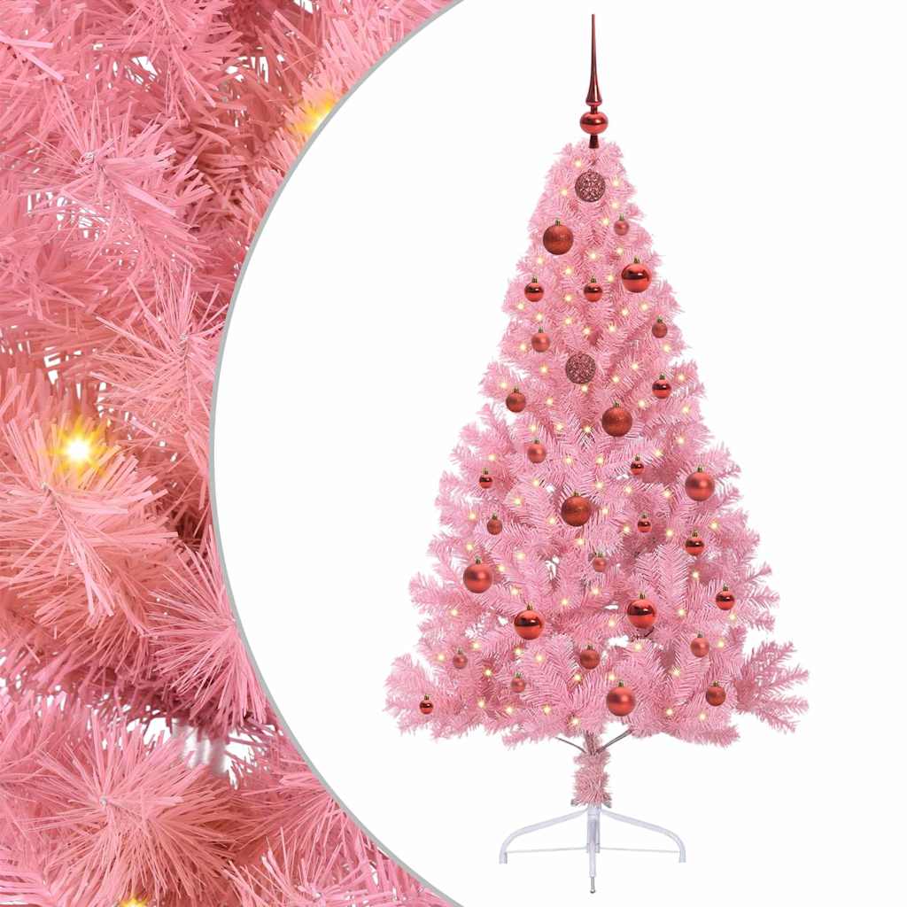 Sapin de Noël artificiel pré-éclairé Rose 150 cm PVC - XIOS
