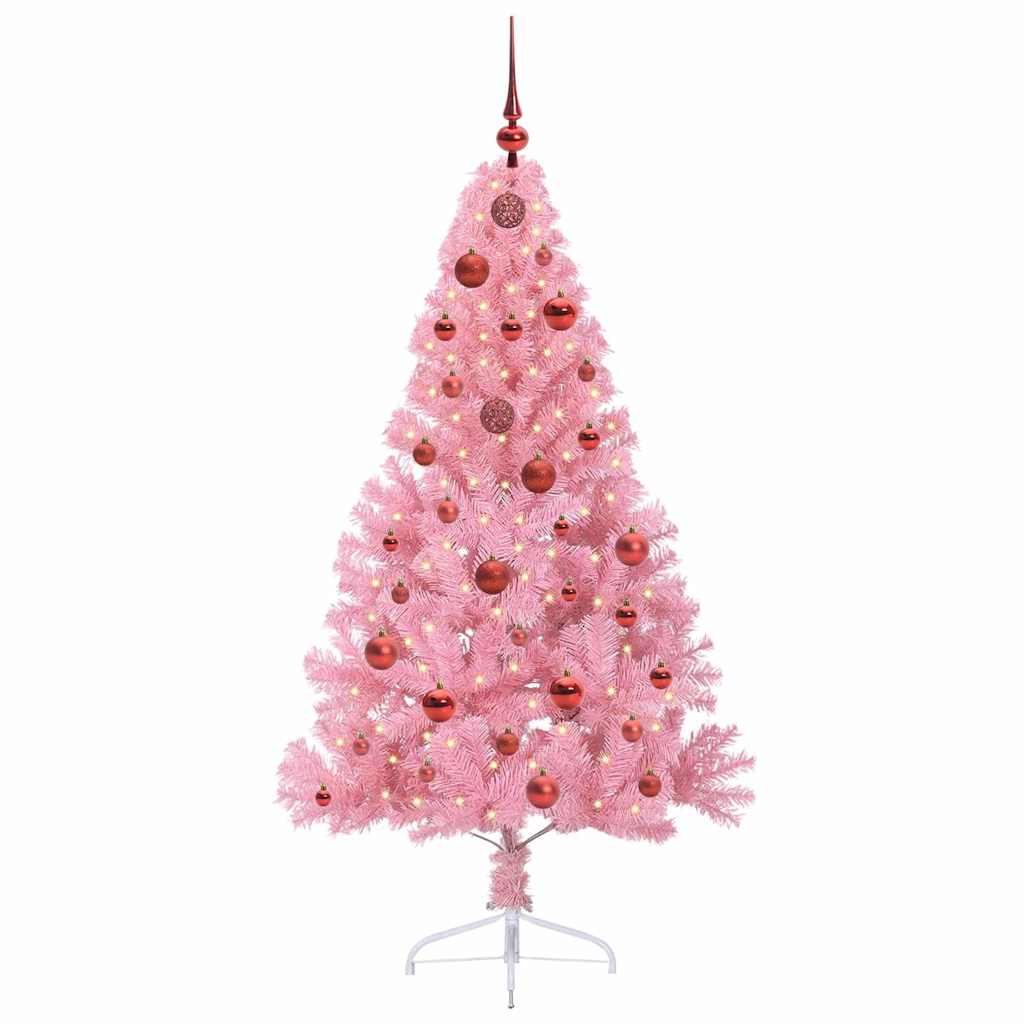 Sapin de Noël artificiel pré-éclairé Rose 150 cm PVC - XIOS