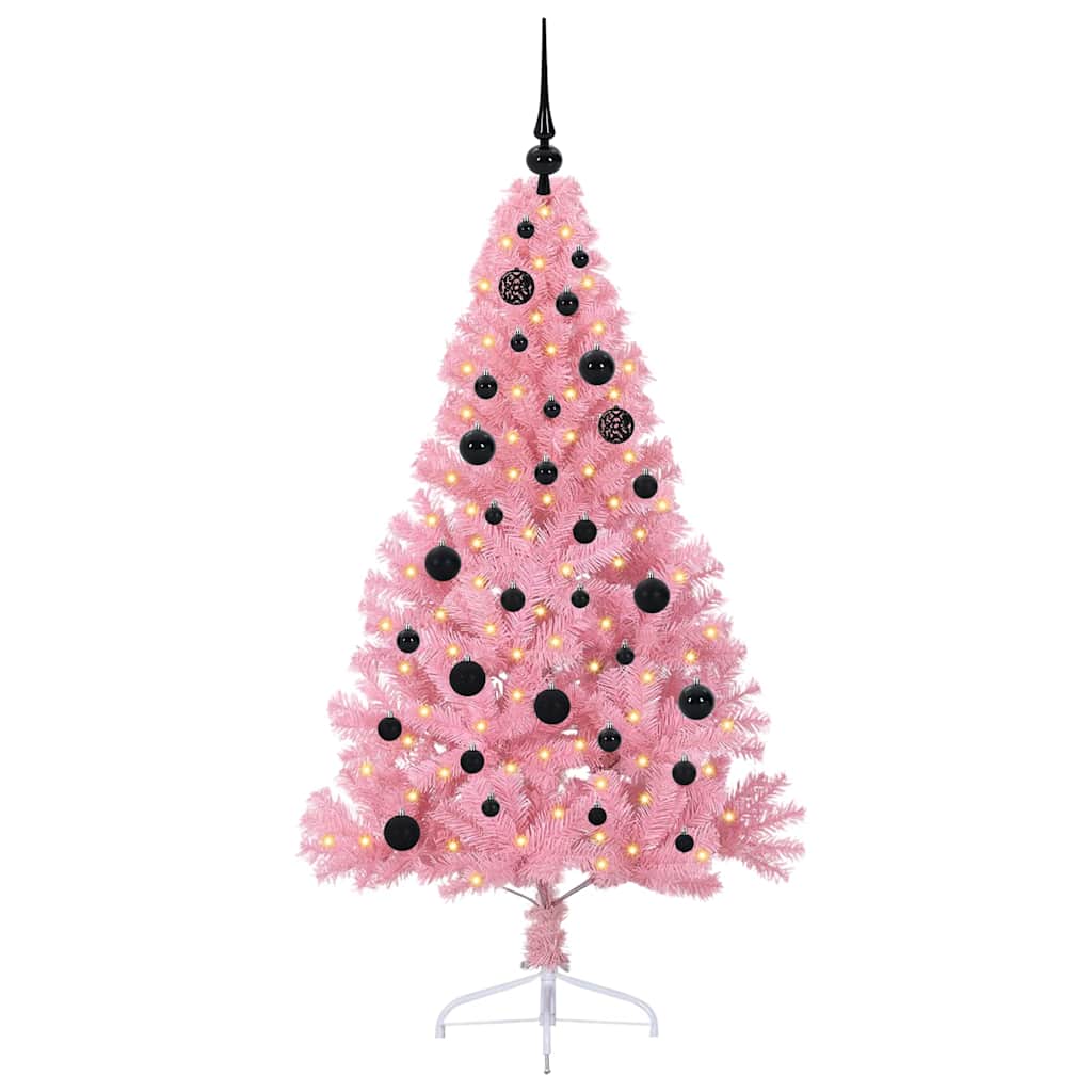 Sapin de Noël artificiel pré-éclairé Rose 150 cm PVC - XIOS