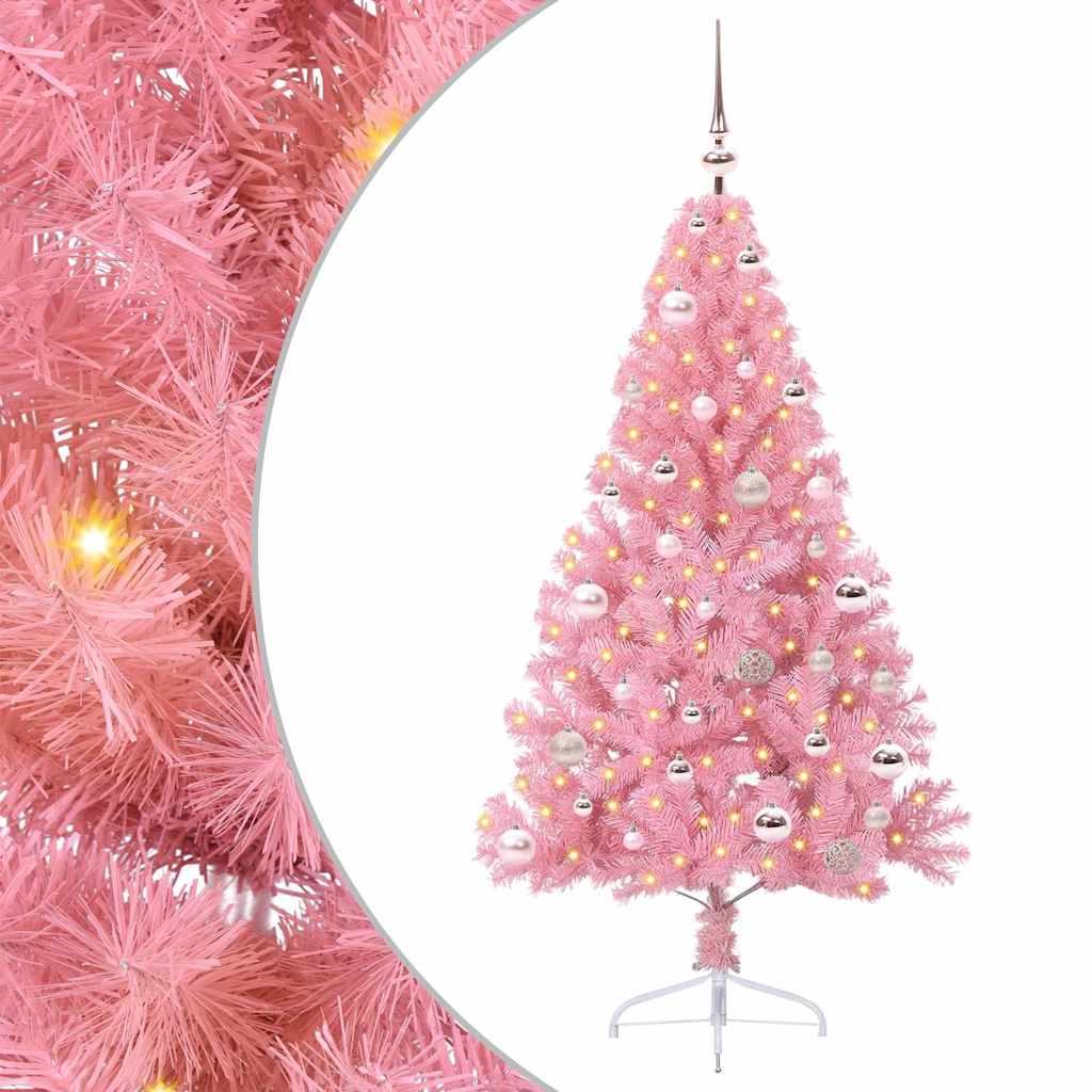Sapin de Noël artificiel pré-éclairé Rose 150 cm PVC - XIOS