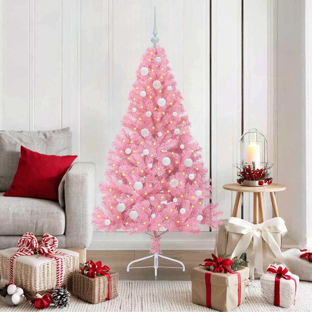 Sapin de Noël artificiel pré-éclairé Rose 150 cm PVC - XIOS