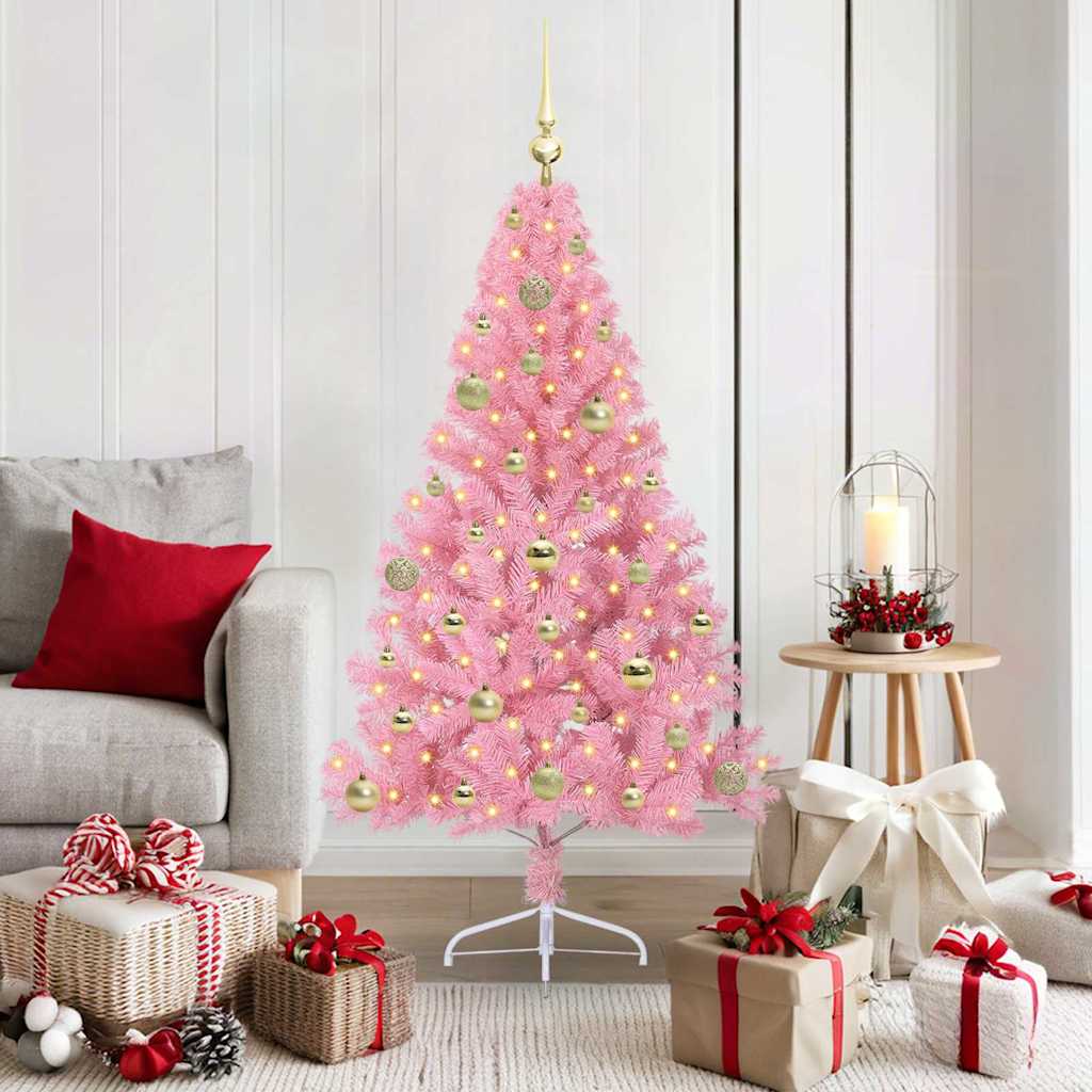 Sapin de Noël artificiel pré-éclairé Rose 150 cm PVC - XIOS