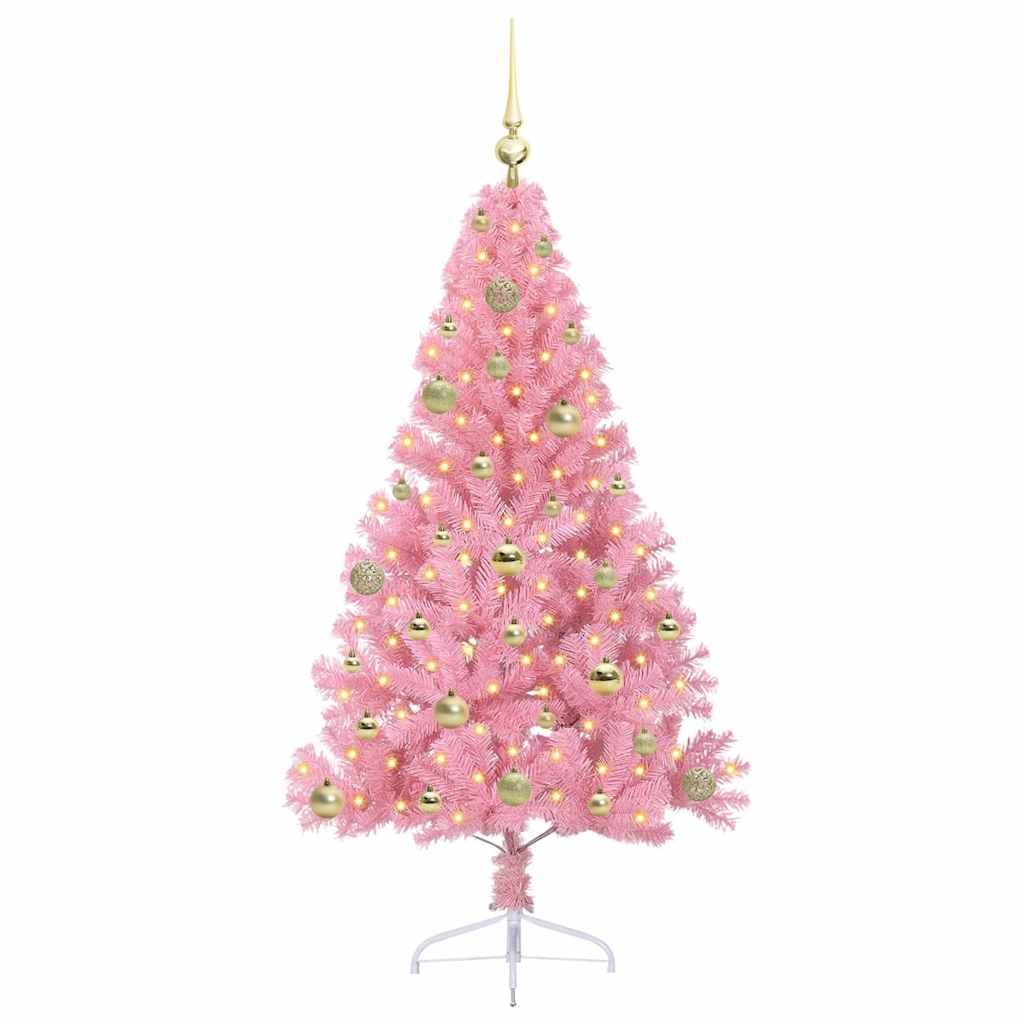 Sapin de Noël artificiel pré-éclairé Rose 150 cm PVC - XIOS