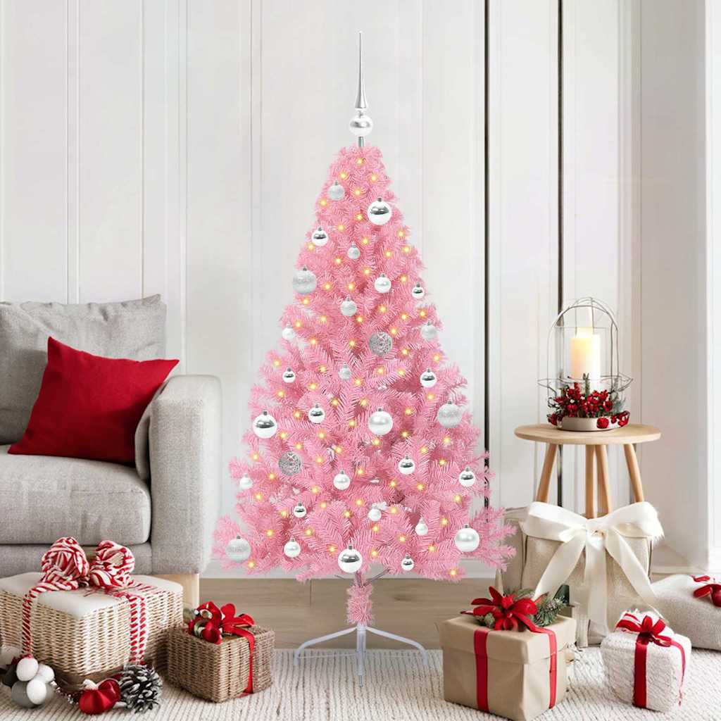 Sapin de Noël artificiel pré-éclairé Rose 150 cm PVC - XIOS