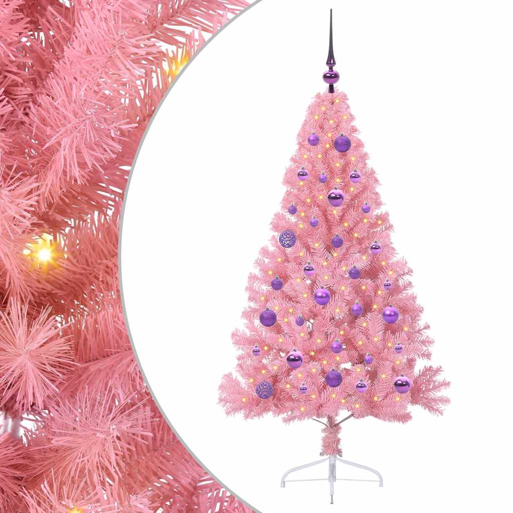 Sapin de Noël artificiel pré-éclairé Rose 150 cm PVC - XIOS