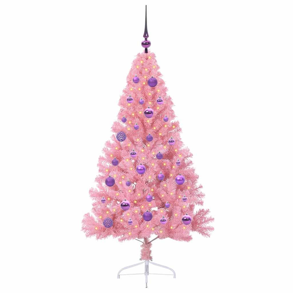 Sapin de Noël artificiel pré-éclairé Rose 150 cm PVC - XIOS