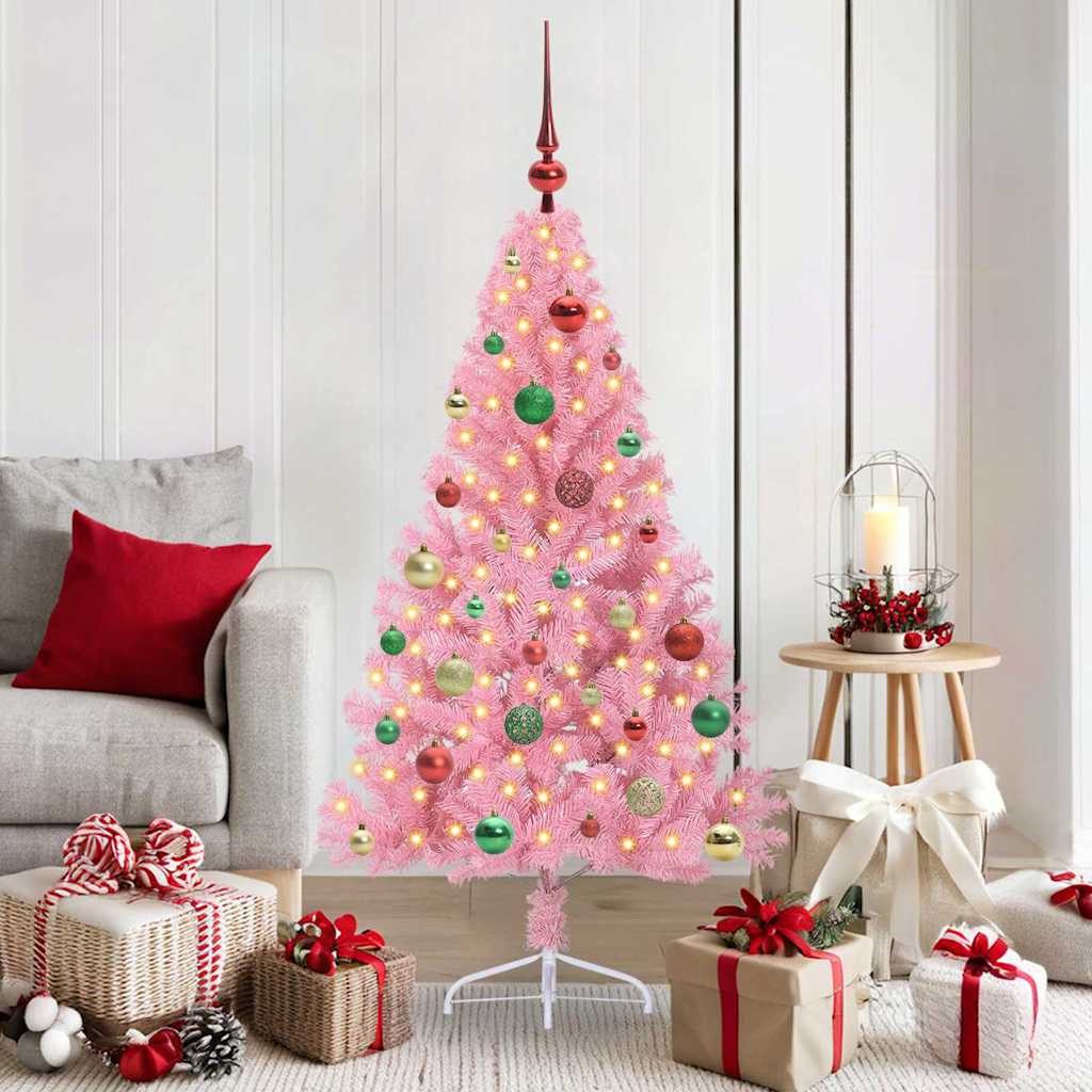 Sapin de Noël artificiel pré-éclairé Rose 150 cm PVC - XIOS