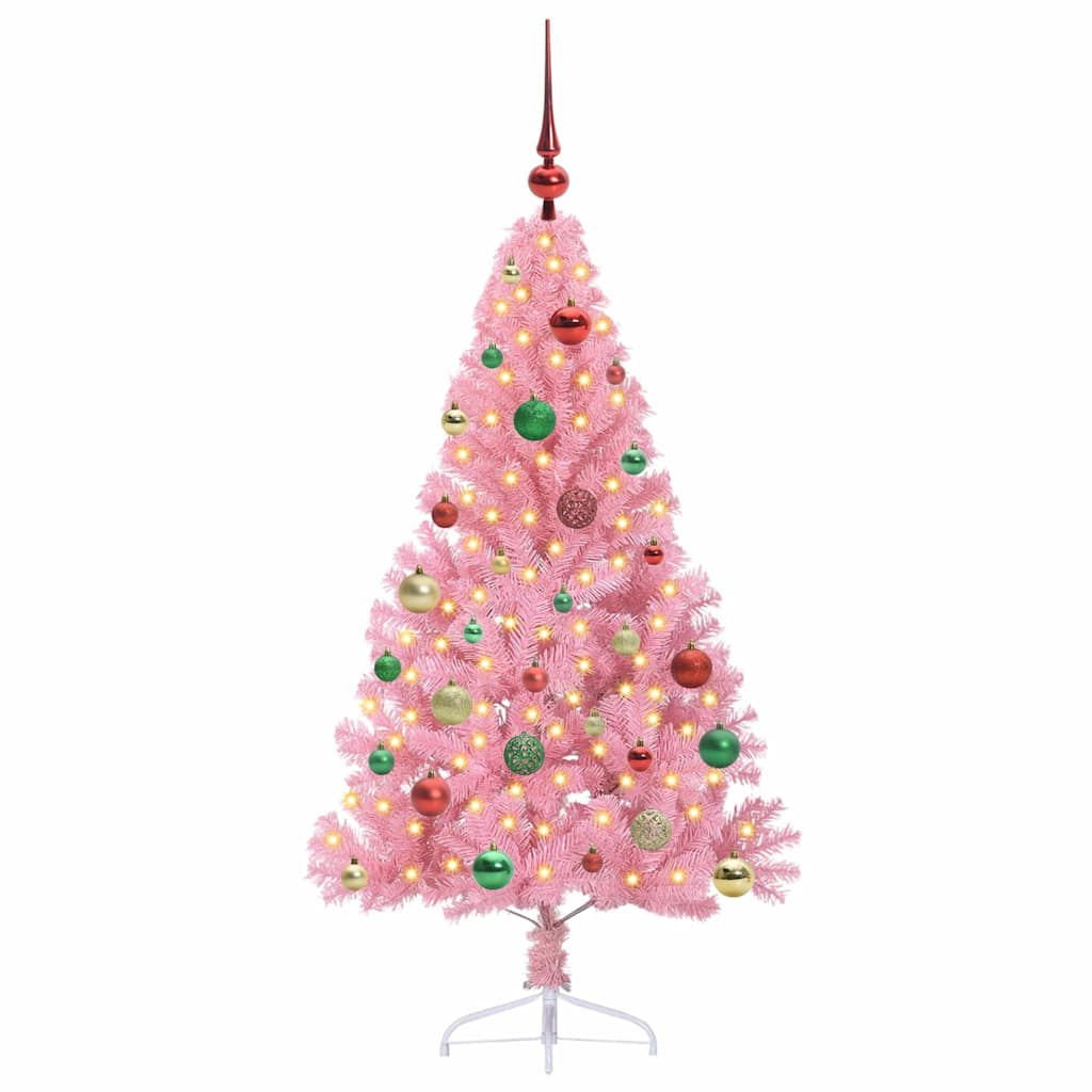 Sapin de Noël artificiel pré-éclairé Rose 150 cm PVC - XIOS