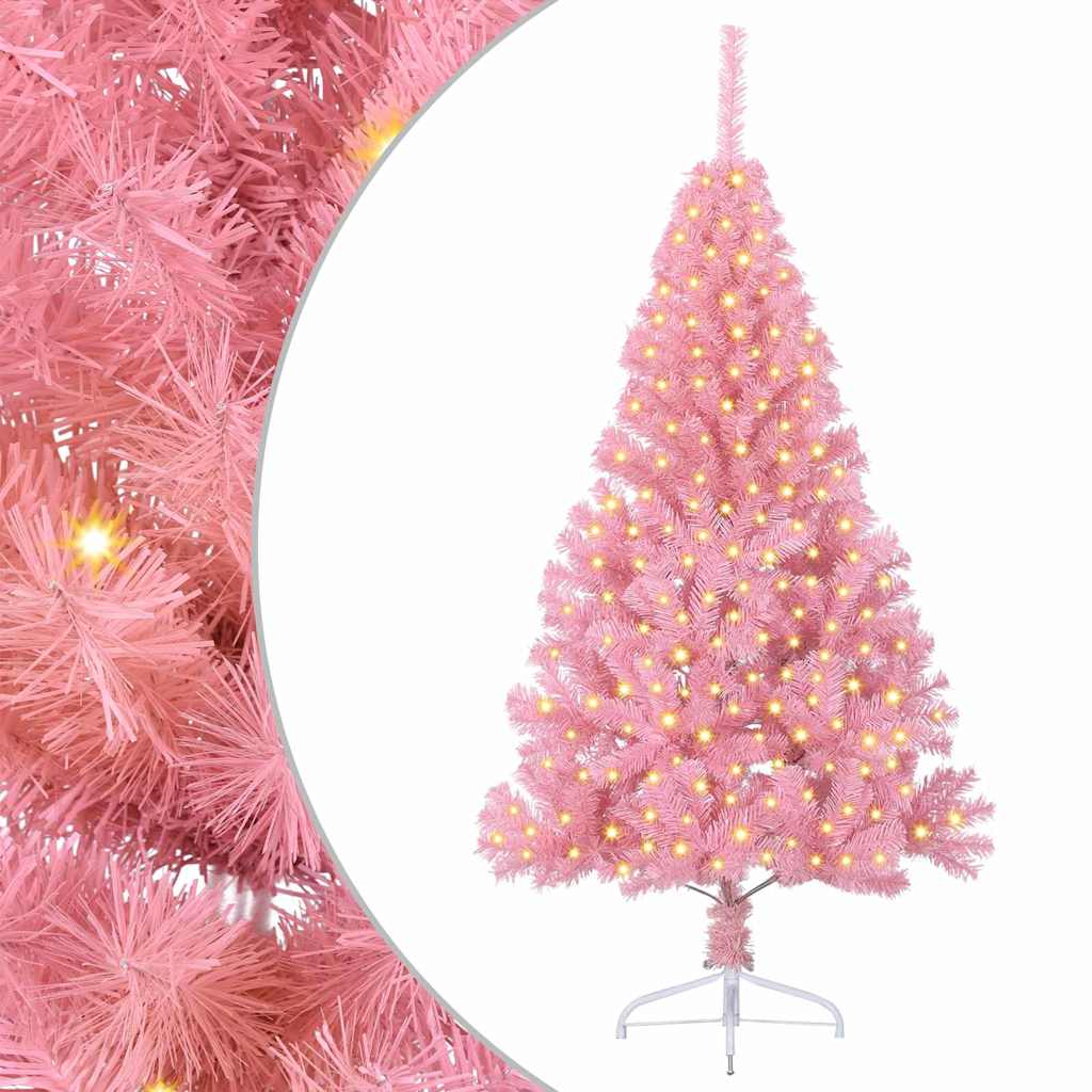 Sapin de Noël artificiel pré-éclairé Rose 180 cm PVC