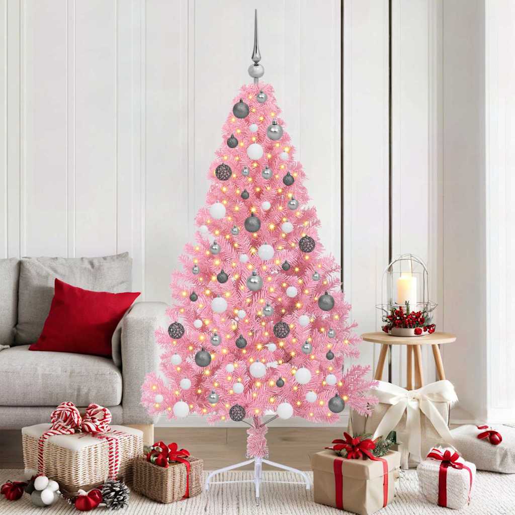 Sapin de Noël artificiel pré-éclairé Rose 180 cm PVC - XIOS