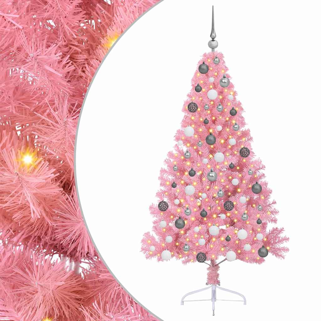 Sapin de Noël artificiel pré-éclairé Rose 180 cm PVC - XIOS