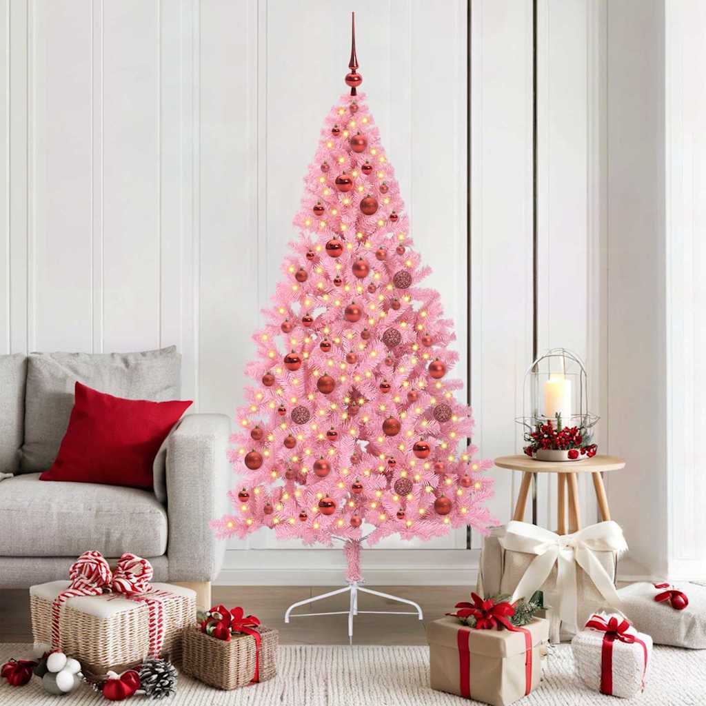Sapin de Noël artificiel pré-éclairé Rose 180 cm PVC - XIOS