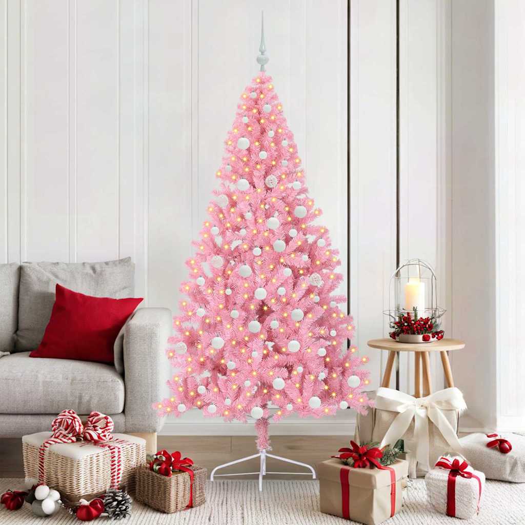Sapin de Noël artificiel pré-éclairé Rose 180 cm PVC - XIOS