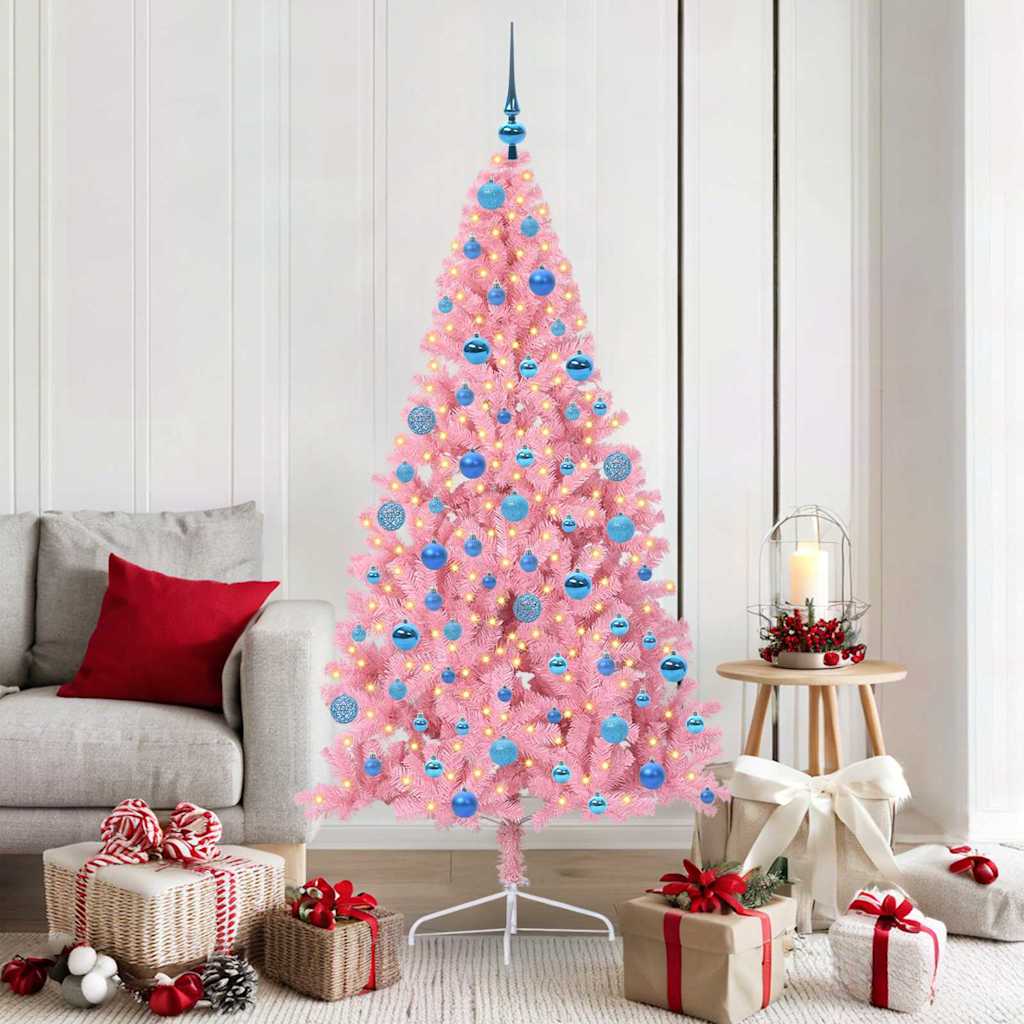 Sapin de Noël artificiel pré-éclairé Rose 180 cm PVC - XIOS