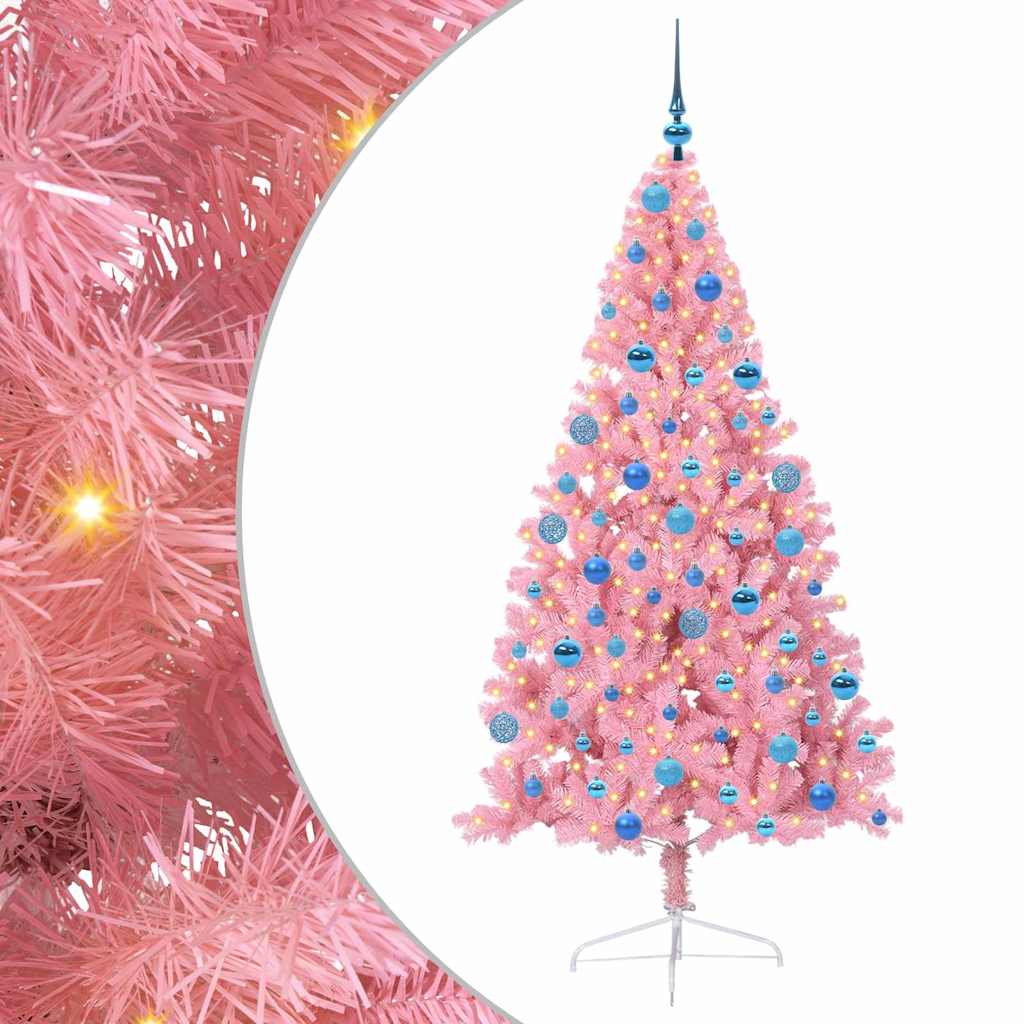 Sapin de Noël artificiel pré-éclairé Rose 180 cm PVC - XIOS