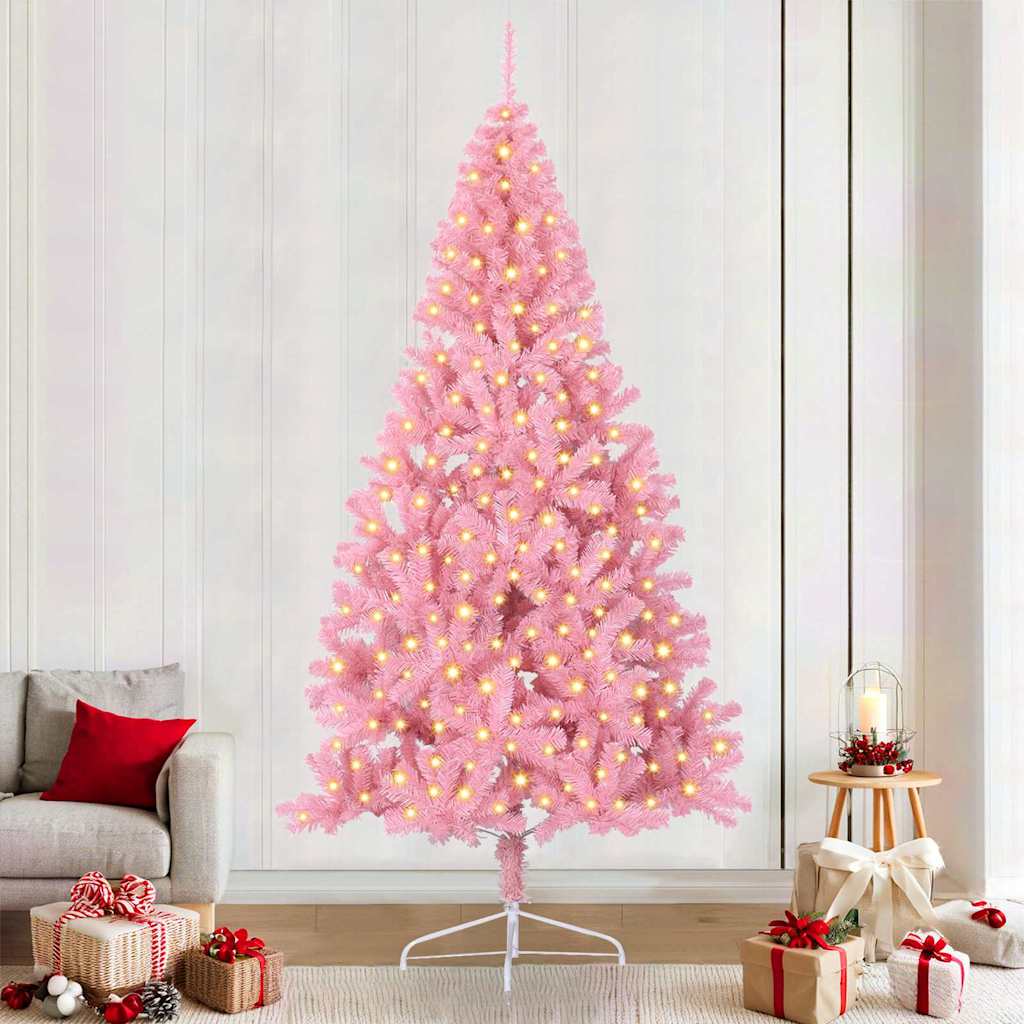 Sapin de Noël artificiel pré-éclairé Rose 240 cm PVC - XIOS
