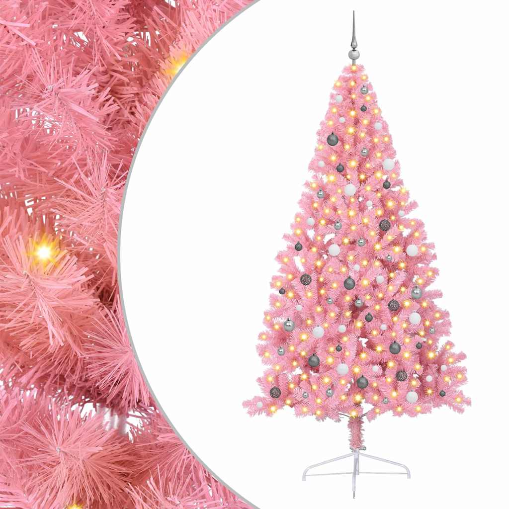 Sapin de Noël artificiel pré-éclairé Rose 240 cm PVC - XIOS