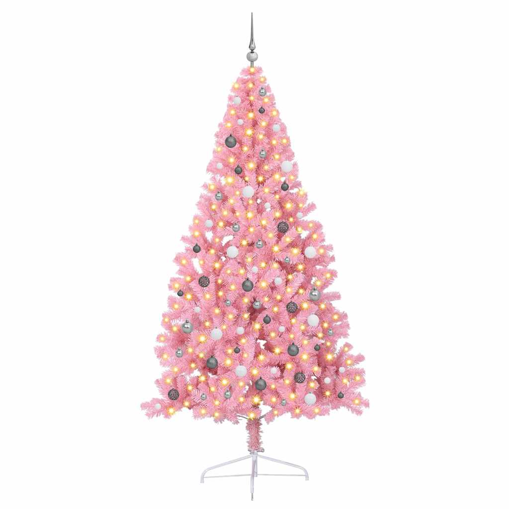 Sapin de Noël artificiel pré-éclairé Rose 240 cm PVC - XIOS