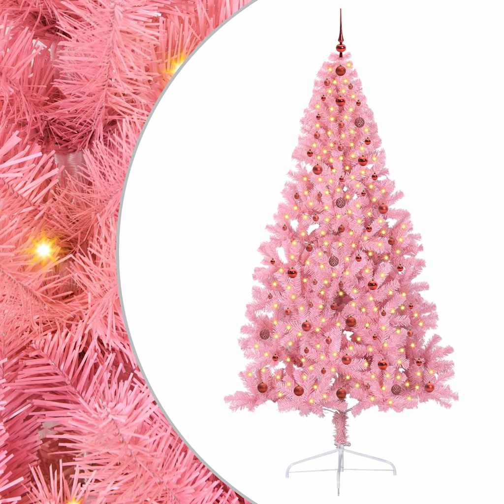 Sapin de Noël artificiel pré-éclairé Rose 240 cm PVC - XIOS