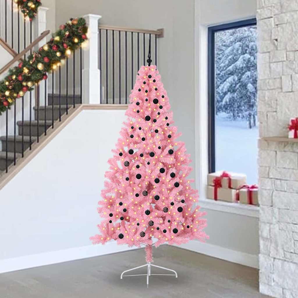 Sapin de Noël artificiel pré-éclairé Rose 240 cm PVC - XIOS