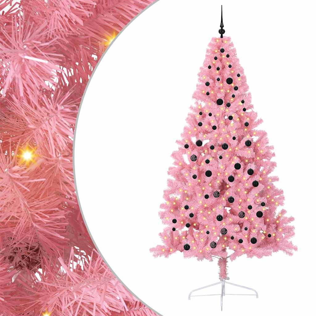 Sapin de Noël artificiel pré-éclairé Rose 240 cm PVC - XIOS