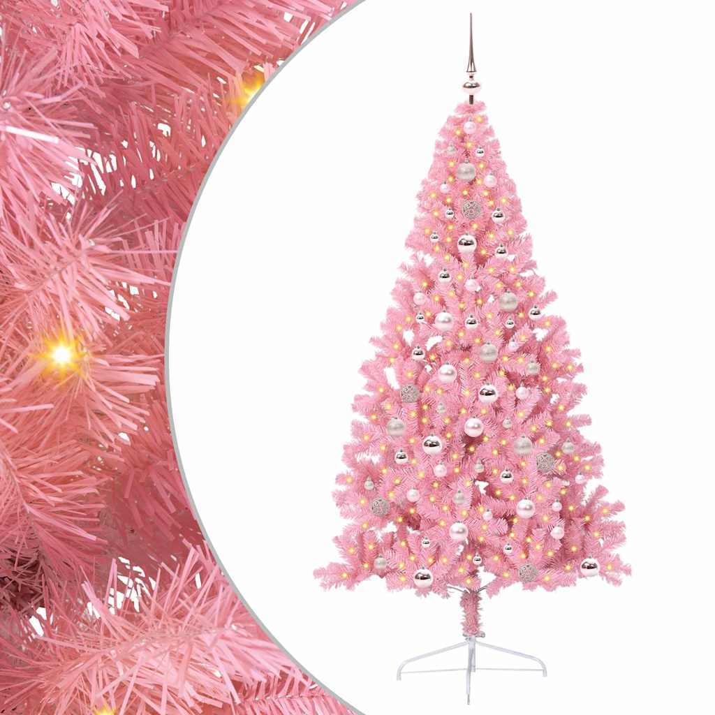 Sapin de Noël artificiel pré-éclairé Rose 240 cm PVC - XIOS