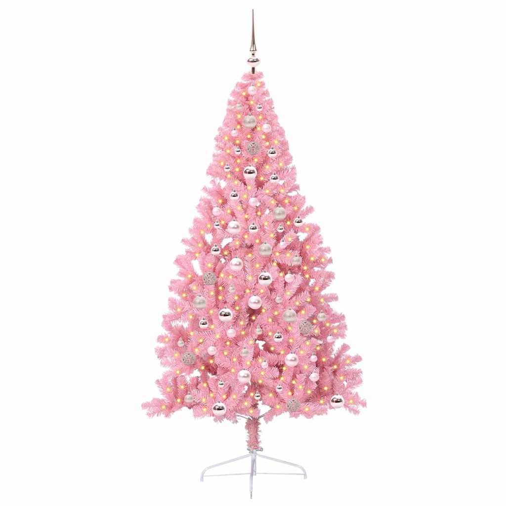 Sapin de Noël artificiel pré-éclairé Rose 240 cm PVC - XIOS