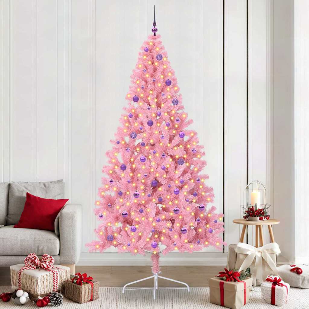 Sapin de Noël artificiel pré-éclairé Rose 240 cm PVC - XIOS