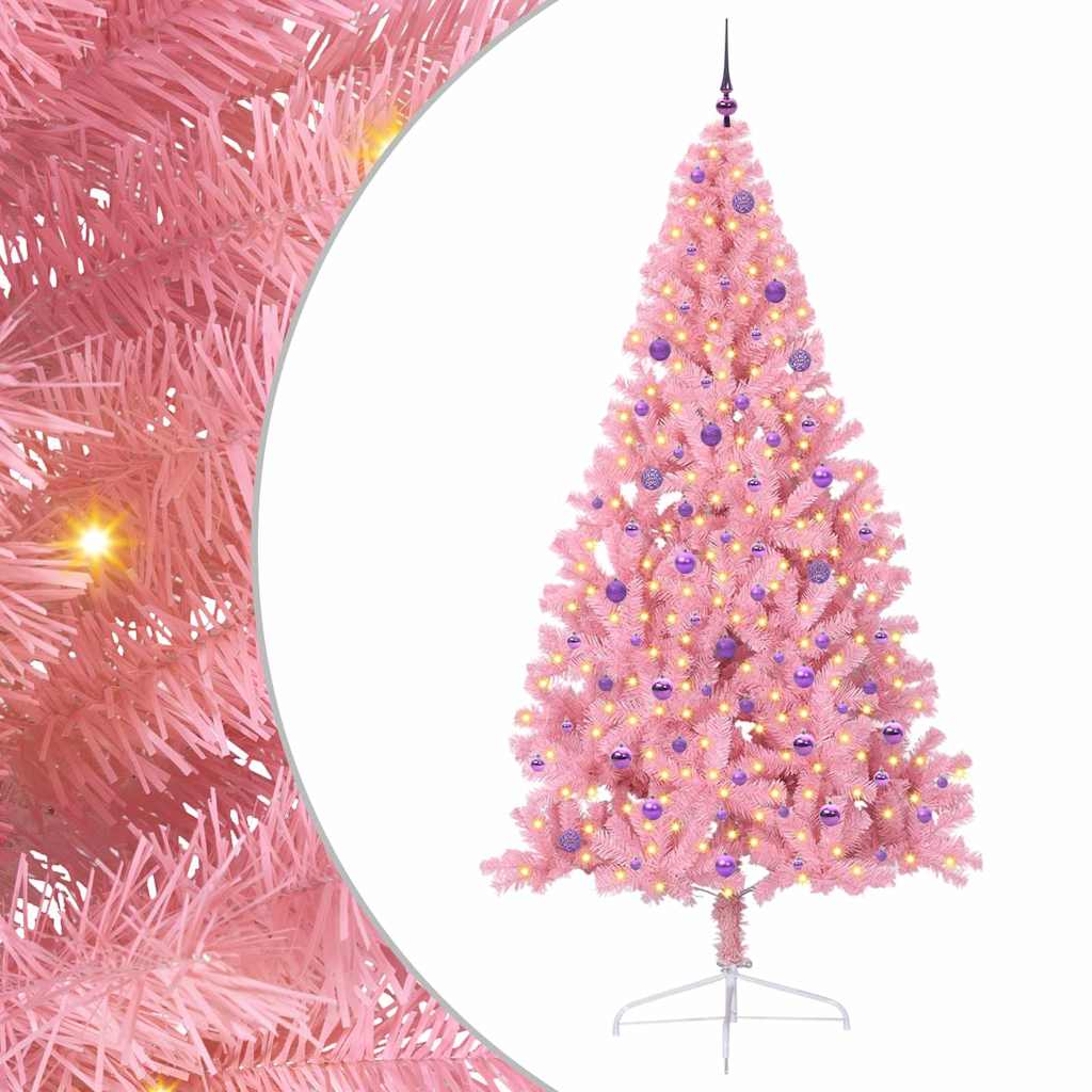 Sapin de Noël artificiel pré-éclairé Rose 240 cm PVC - XIOS