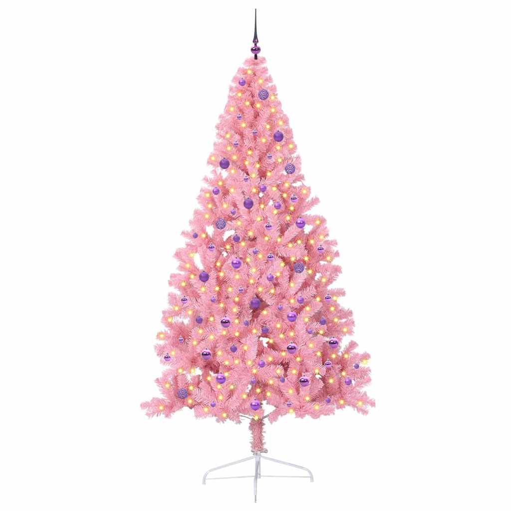 Sapin de Noël artificiel pré-éclairé Rose 240 cm PVC - XIOS