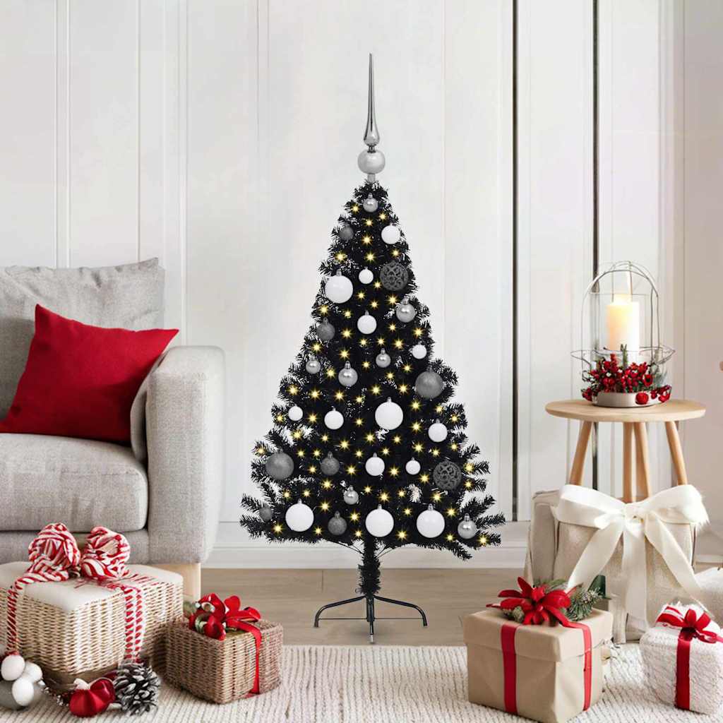 Sapin de Noël artificiel pré-éclairé Noir 120 cm PVC - XIOS