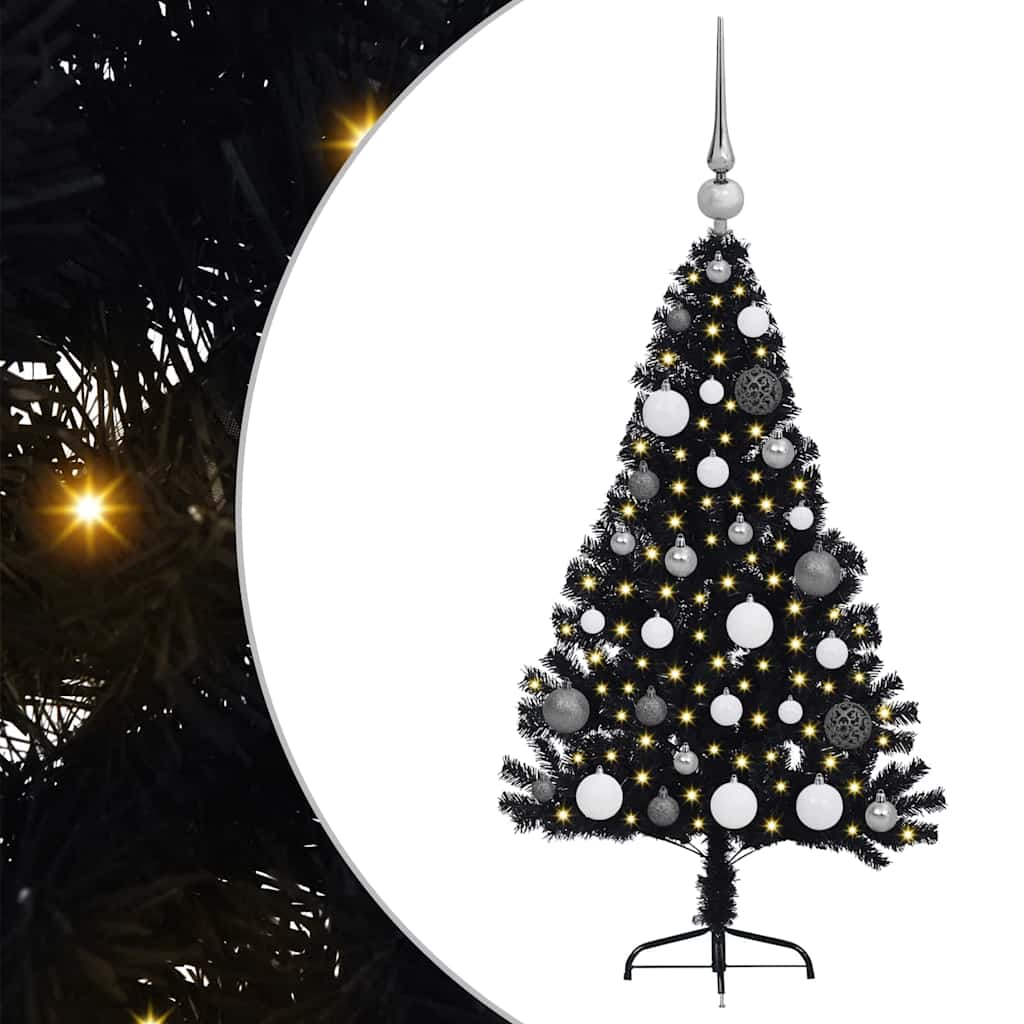 Sapin de Noël artificiel pré-éclairé Noir 120 cm PVC - XIOS