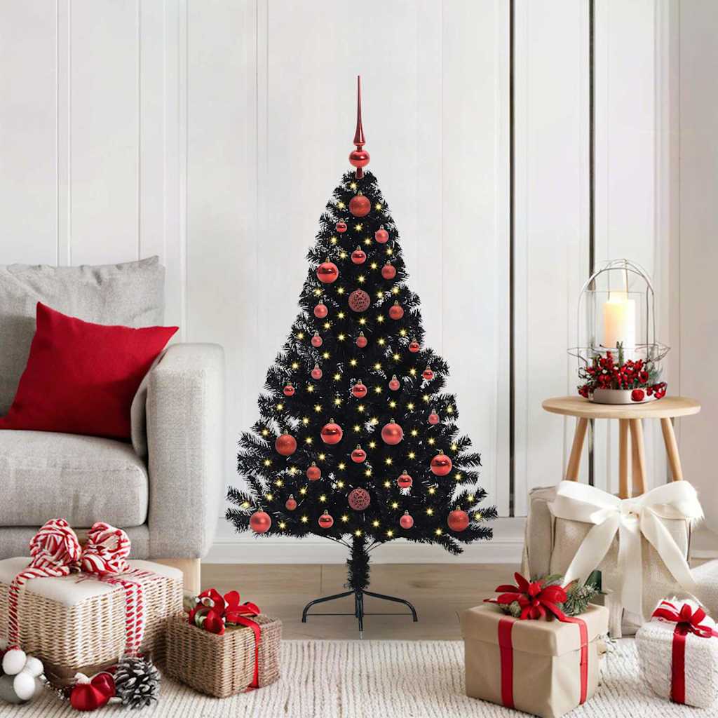 Sapin de Noël artificiel pré-éclairé Noir 120 cm PVC - XIOS