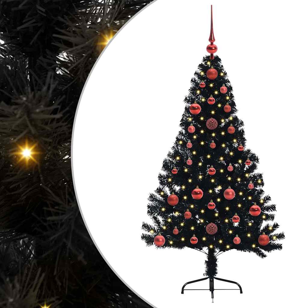Sapin de Noël artificiel pré-éclairé Noir 120 cm PVC - XIOS
