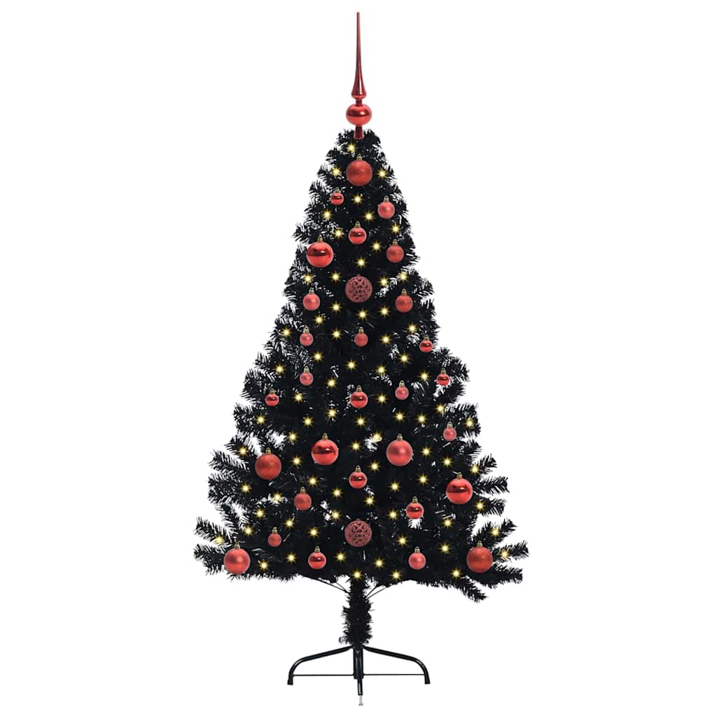 Sapin de Noël artificiel pré-éclairé Noir 120 cm PVC - XIOS