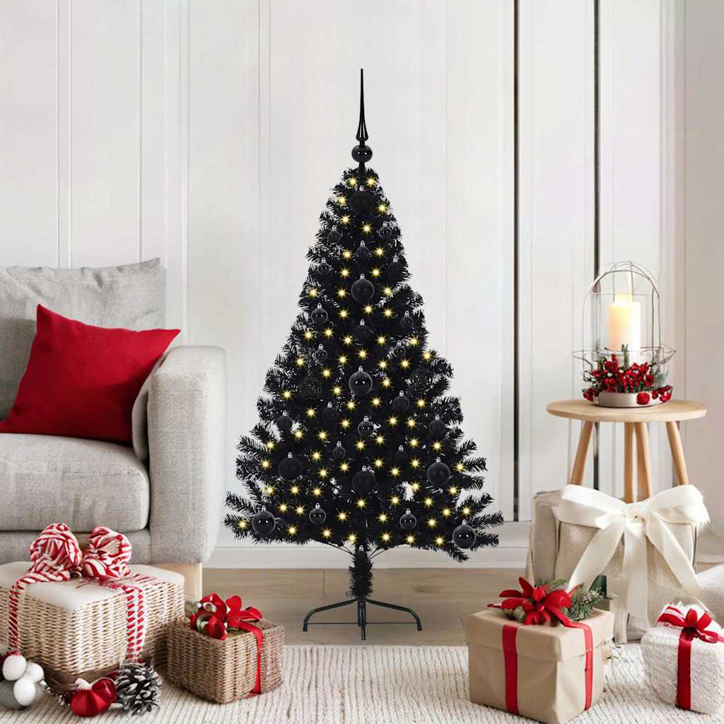 Sapin de Noël artificiel pré-éclairé Noir 120 cm PVC - XIOS