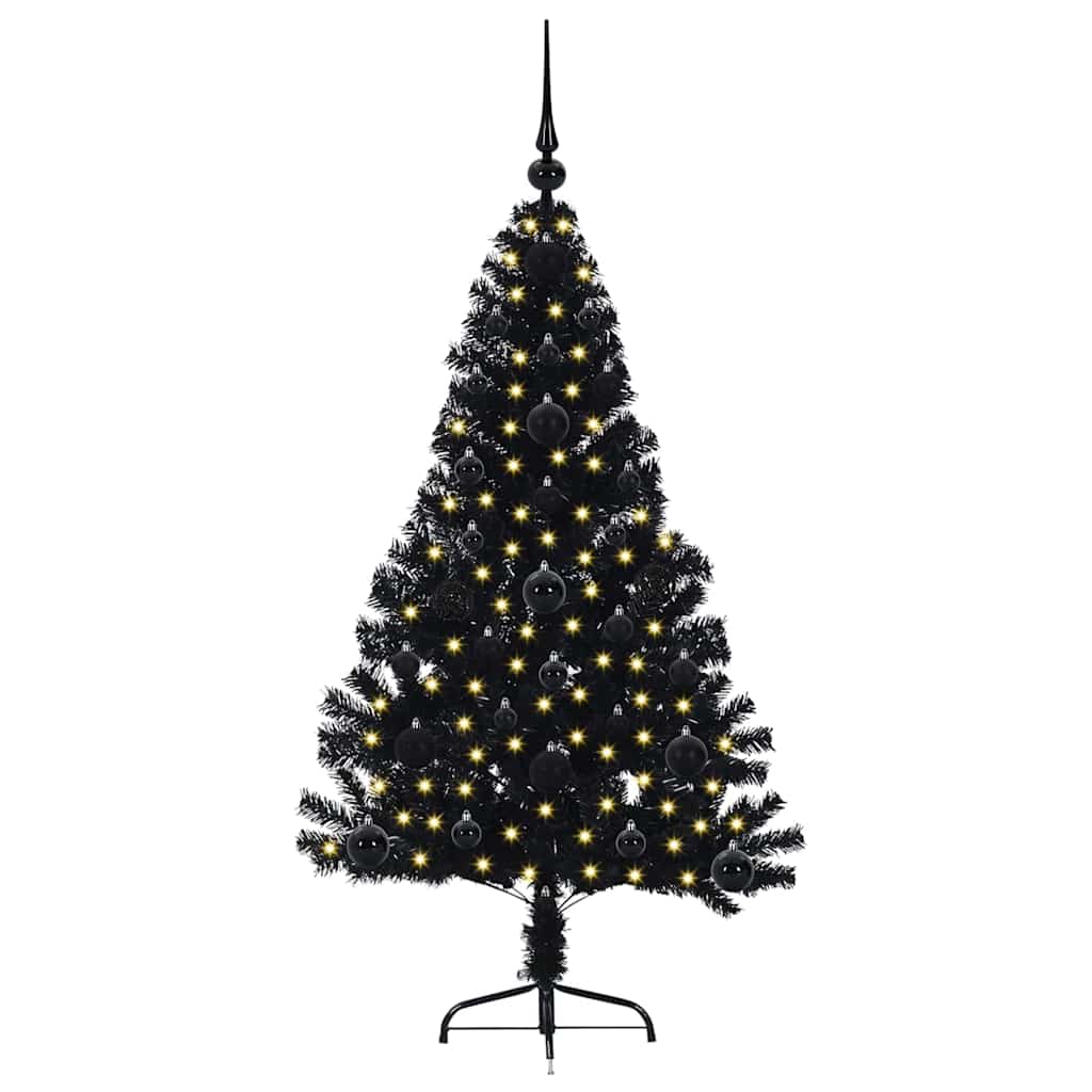 Sapin de Noël artificiel pré-éclairé Noir 120 cm PVC - XIOS