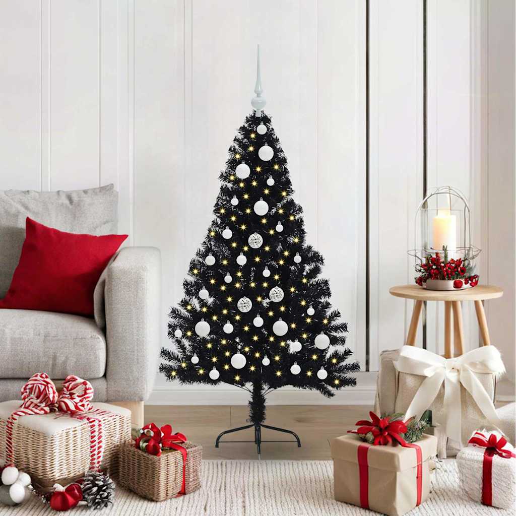 Sapin de Noël artificiel pré-éclairé Noir 120 cm PVC - XIOS