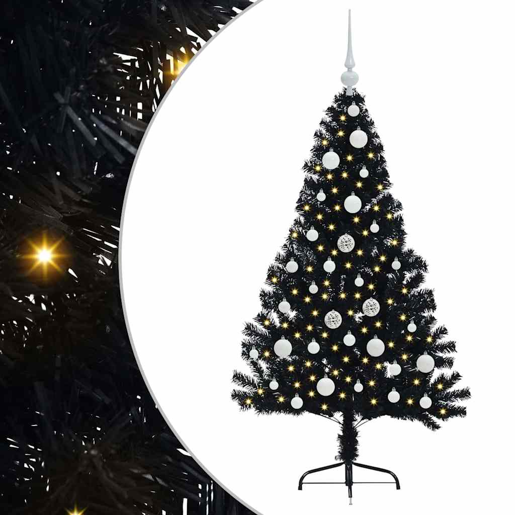 Sapin de Noël artificiel pré-éclairé Noir 120 cm PVC - XIOS