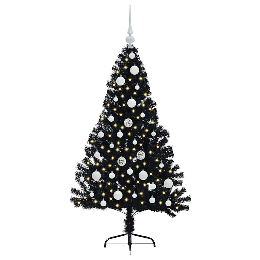 Sapin de Noël artificiel pré-éclairé Noir 120 cm PVC - XIOS