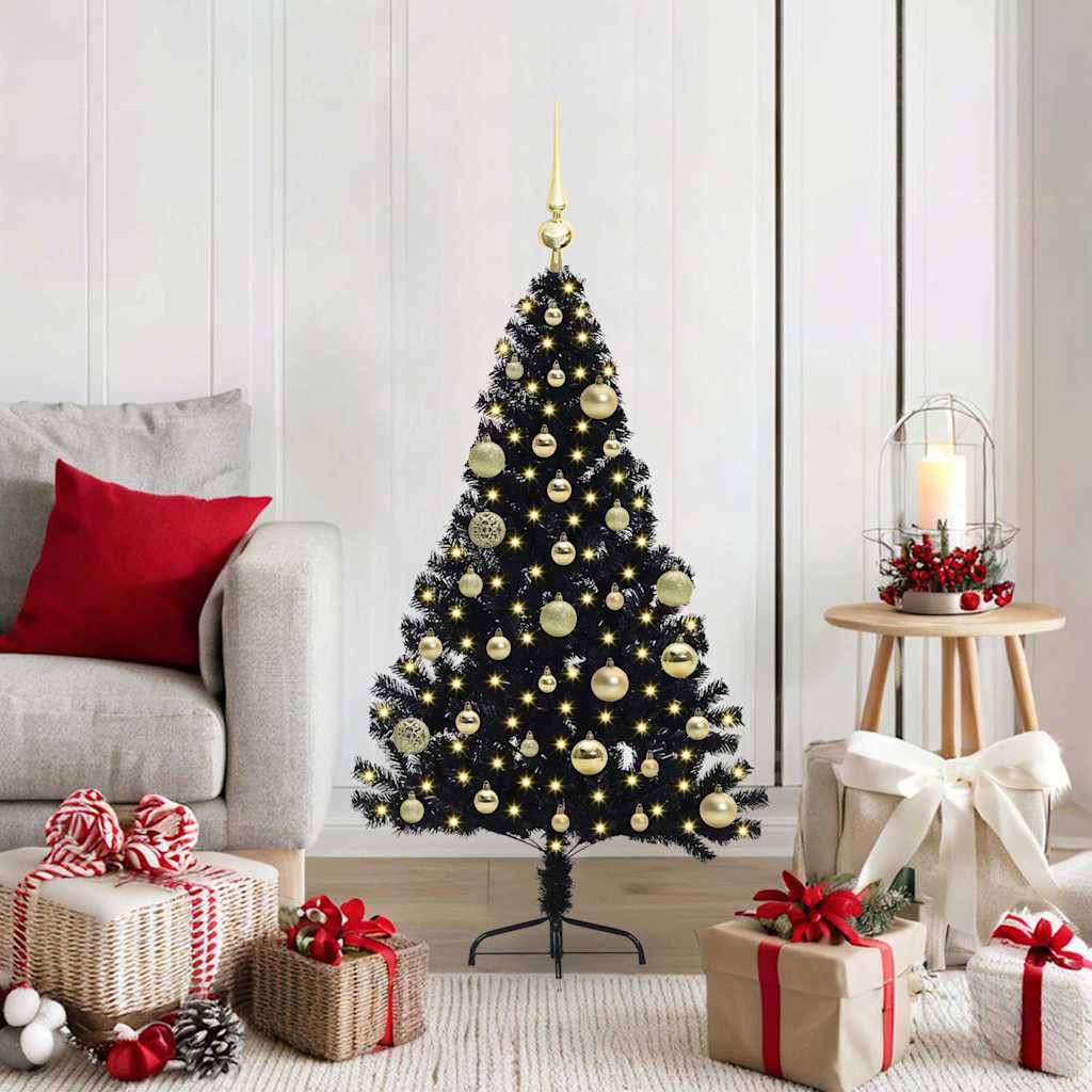 Sapin de Noël artificiel pré-éclairé Noir 120 cm PVC - XIOS