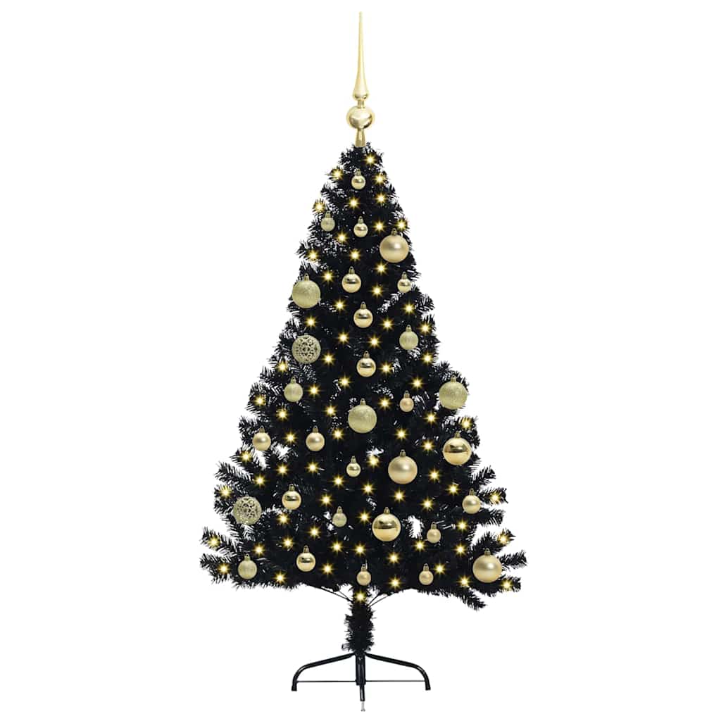Sapin de Noël artificiel pré-éclairé Noir 120 cm PVC - XIOS
