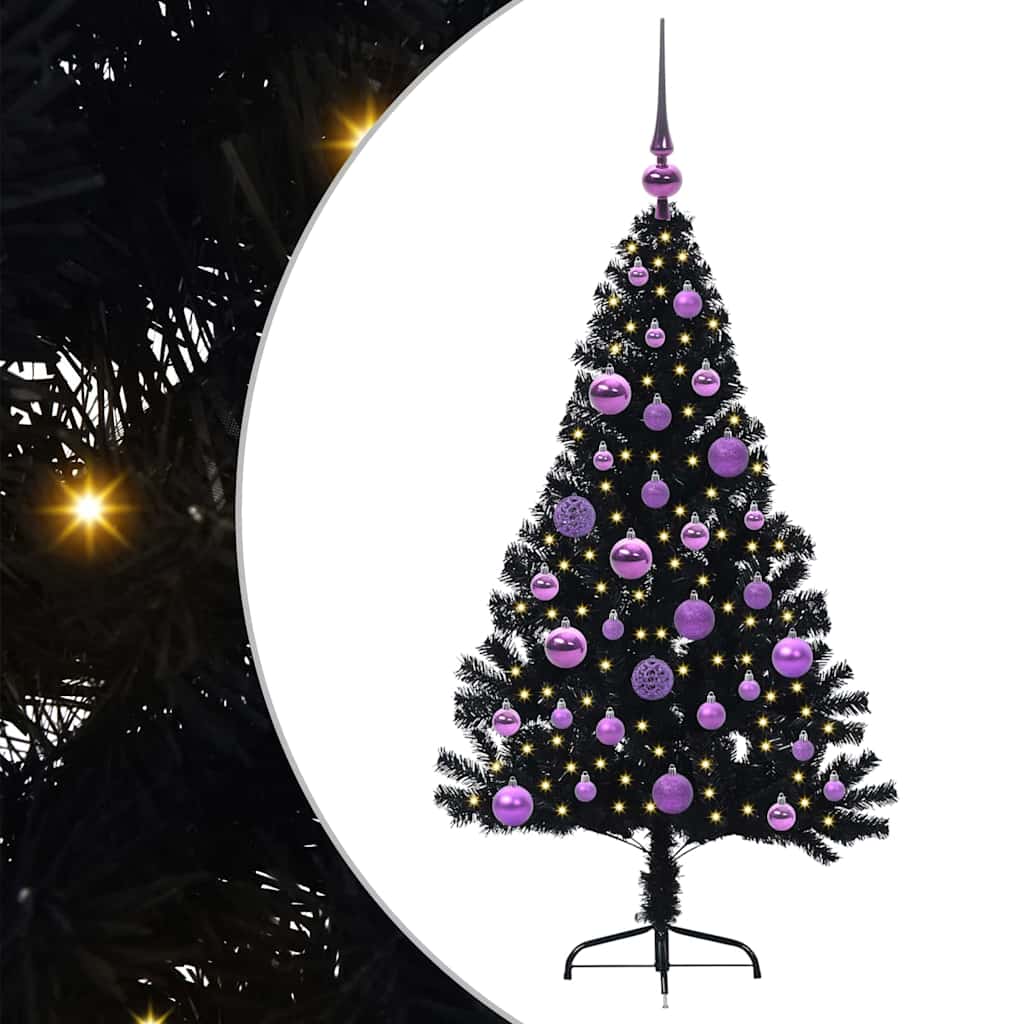 Sapin de Noël artificiel pré-éclairé Noir 120 cm PVC - XIOS