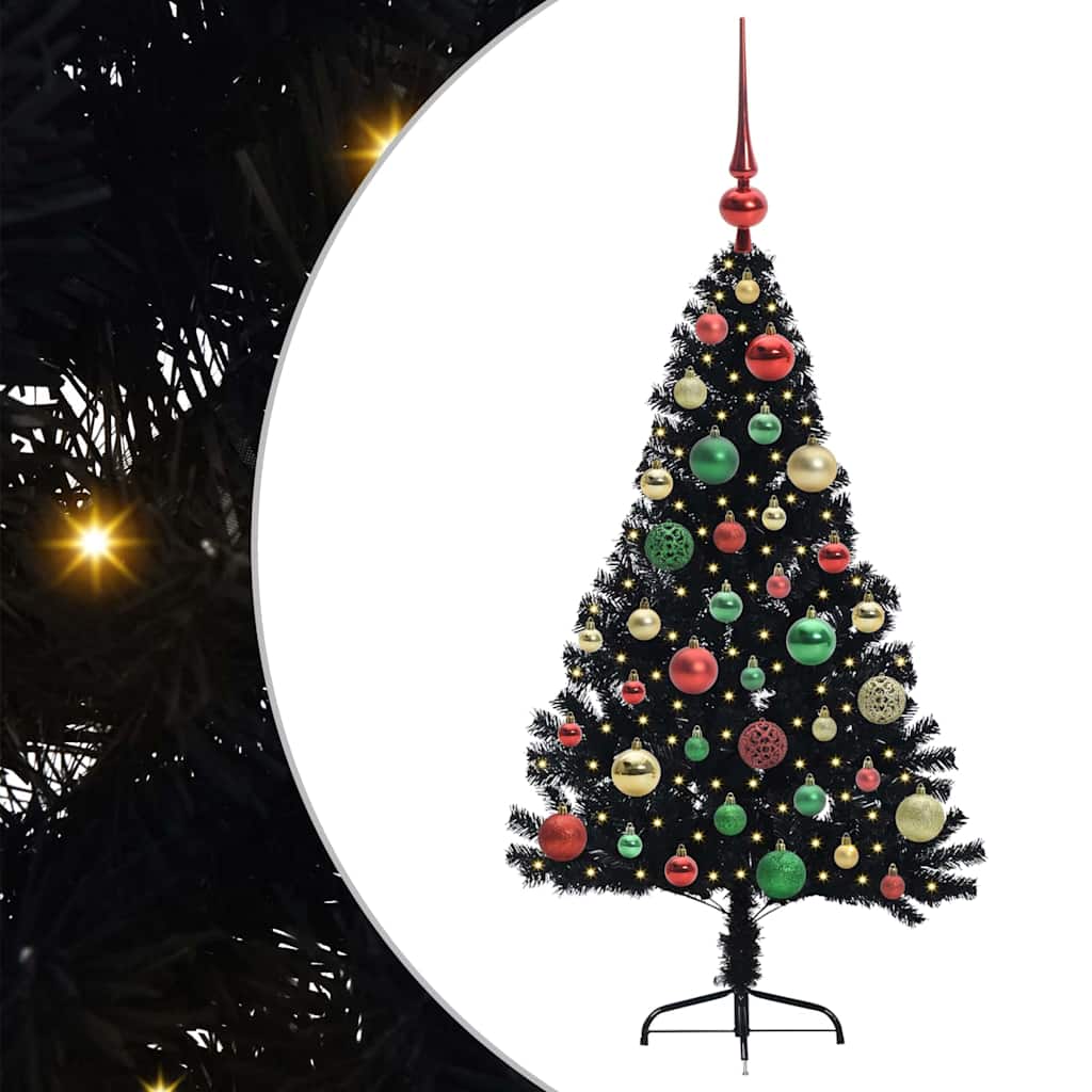 Sapin de Noël artificiel pré-éclairé Noir 120 cm PVC - XIOS