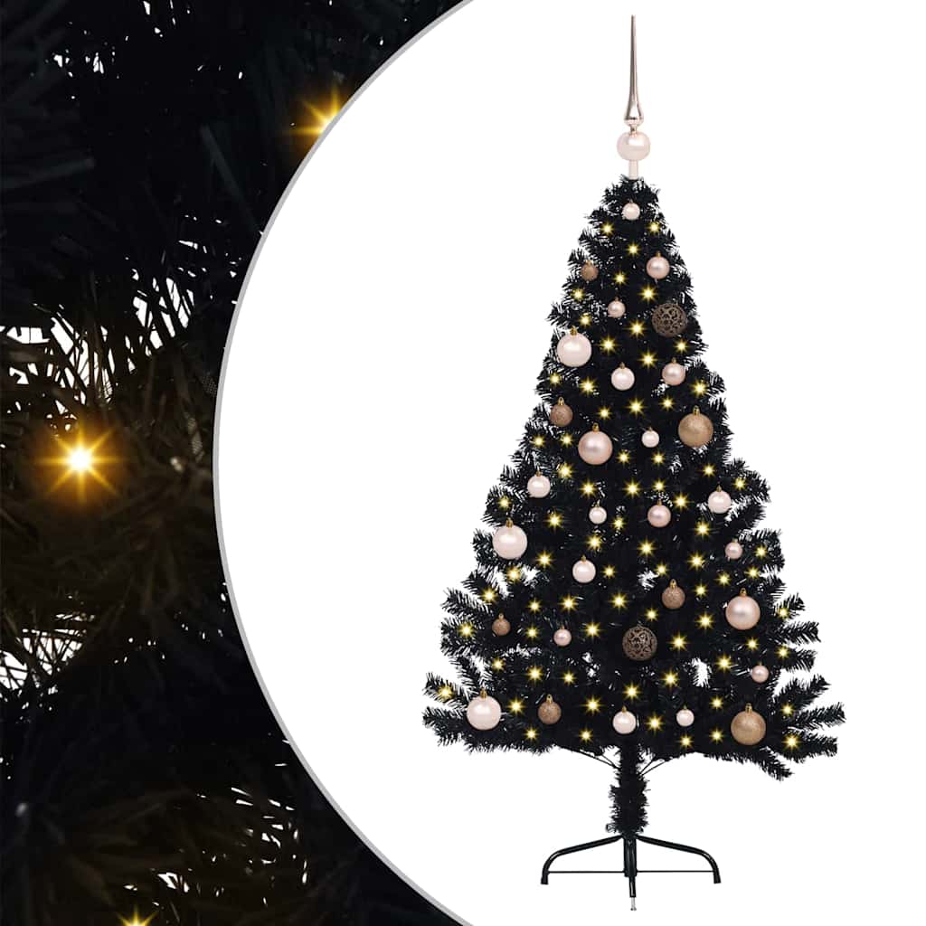 Sapin de Noël artificiel pré-éclairé Noir 150 cm PVC - XIOS