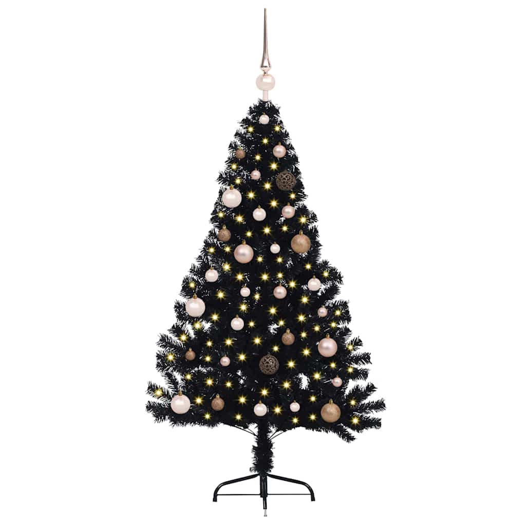 Sapin de Noël artificiel pré-éclairé Noir 150 cm PVC - XIOS