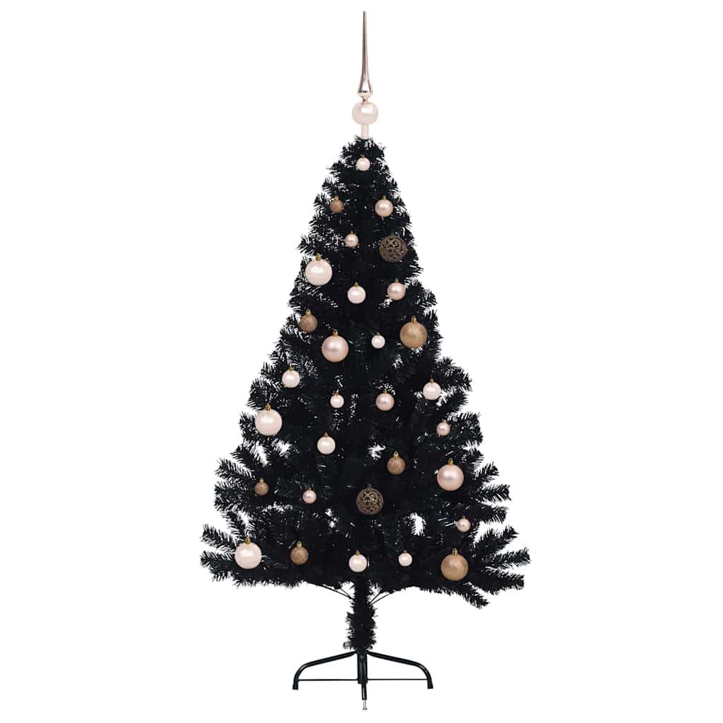 Sapin de Noël artificiel pré-éclairé Noir 150 cm PVC - XIOS