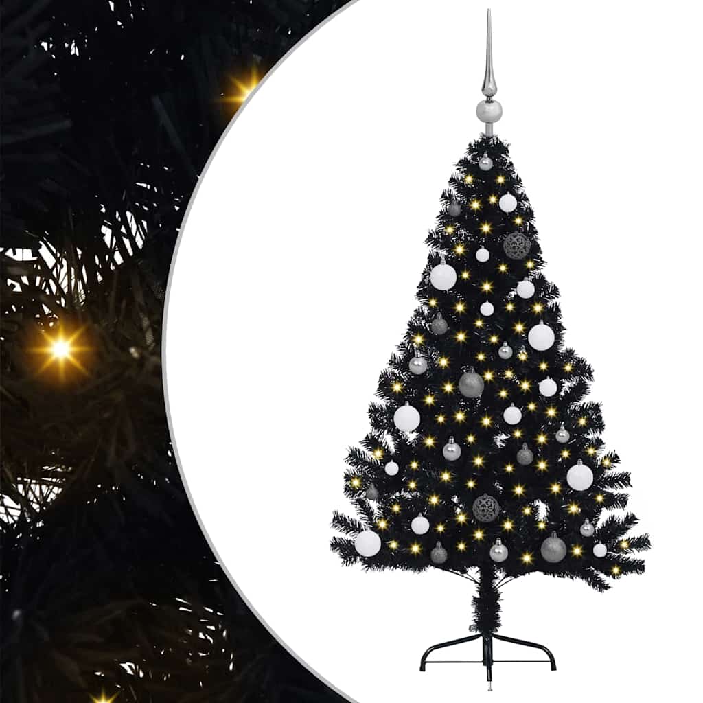 Sapin de Noël artificiel pré-éclairé Noir 150 cm PVC - XIOS