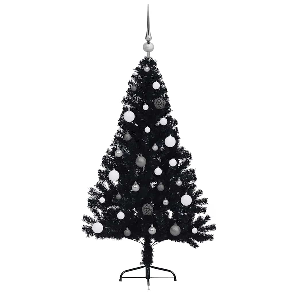 Sapin de Noël artificiel pré-éclairé Noir 150 cm PVC - XIOS