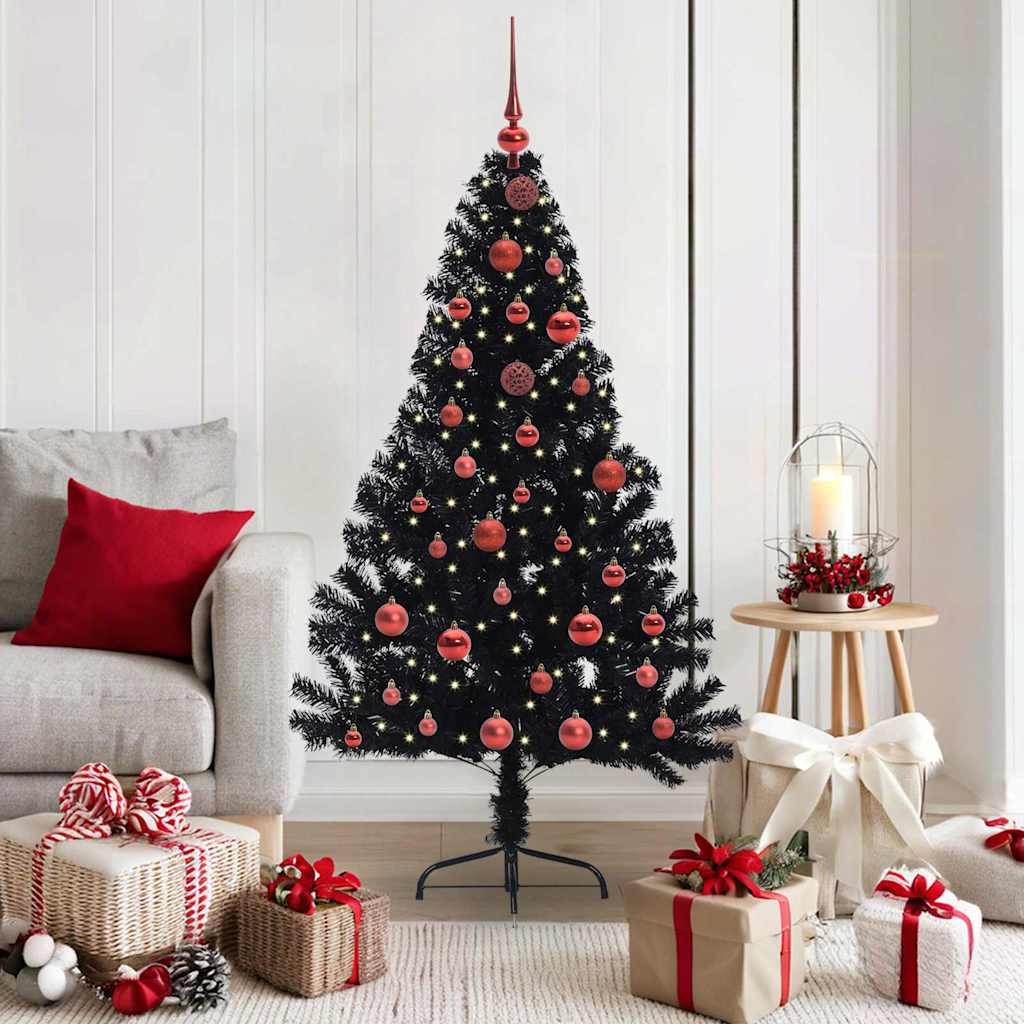 Sapin de Noël artificiel pré-éclairé Noir 150 cm PVC - XIOS